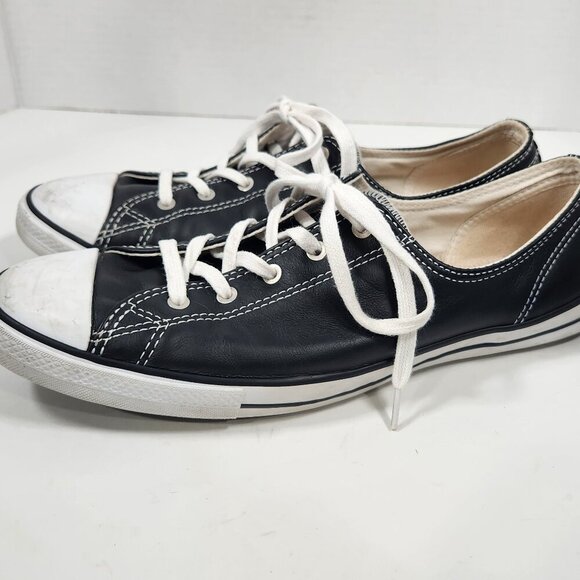 Black leather Converse All Star Size 9 - Picture 2 of 4